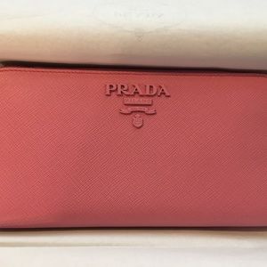 Prada Large Saffiano Leather Wallet Petal Pink